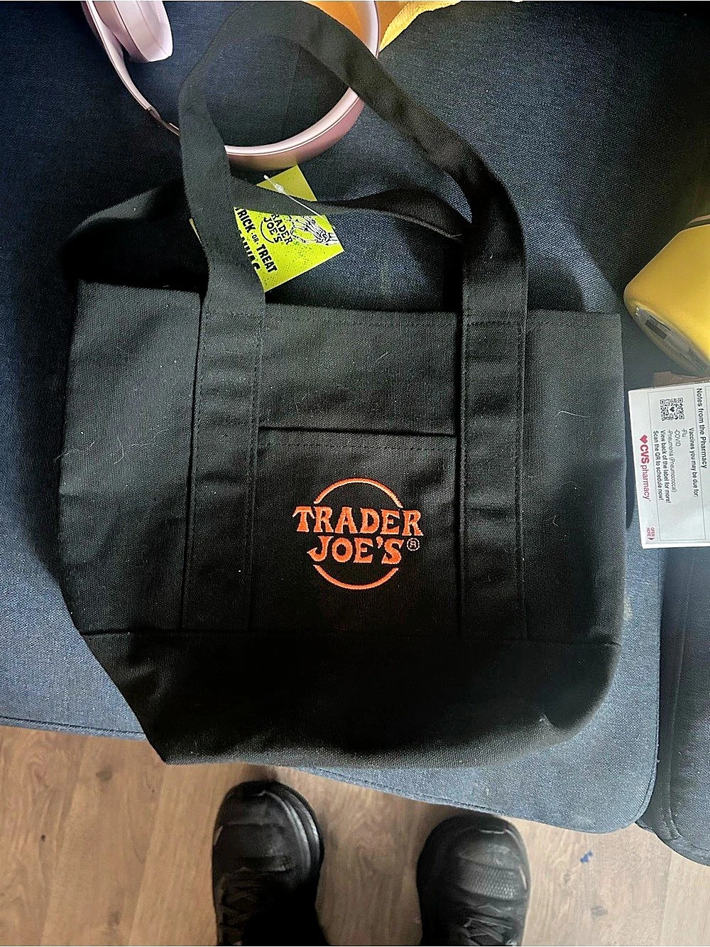 Trader Joe's Trick-or-Treat Mini Canvas Tote Bag Black